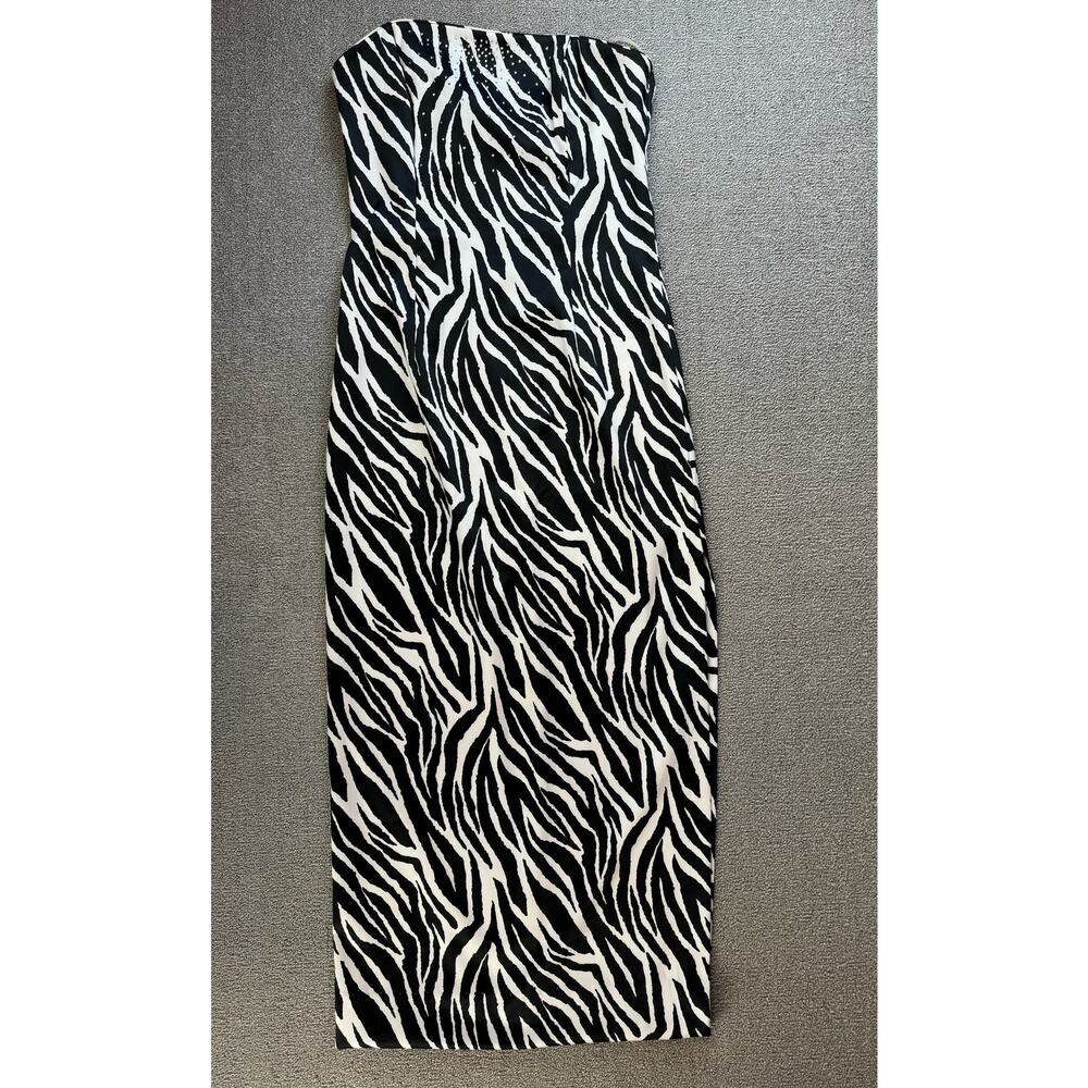 Jessica McClintock for Gunne Sax Dress Strapless Formal Zebra Print Size 9 / 10